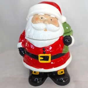 Jovial St. Nick Ceramic Cookie/Candy Jar 7.5 in